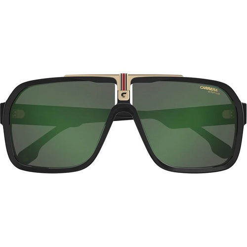 Carrera 1014/N/S Matte Black and Gold Green Mirror Polarised Front
