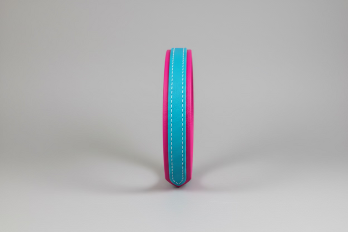 Magenta base with Light blue accent