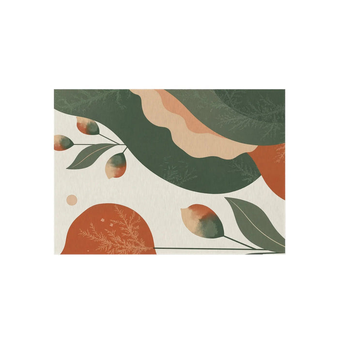 Abstract Botanical Outdoor Rug — Green & Terracotta Patio Mat - FloofChonk