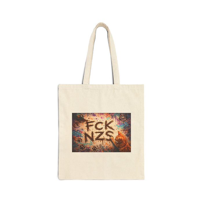 Anti - Nazi FCK NZS Canvas Tote Bag — Political Protest Cotton Shopper - FloofChonk