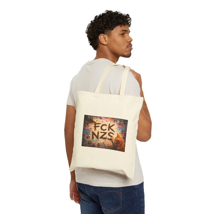 Anti - Nazi FCK NZS Canvas Tote Bag — Political Protest Cotton Shopper - FloofChonk