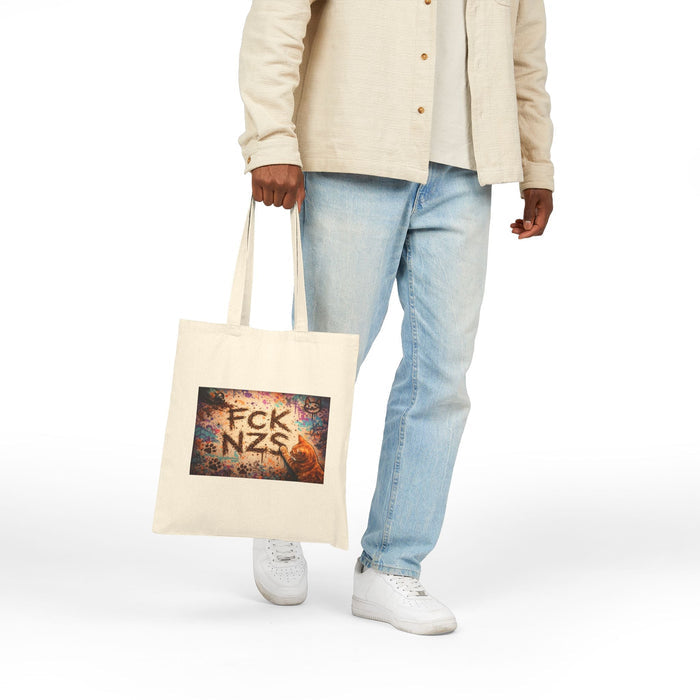 Anti - Nazi FCK NZS Canvas Tote Bag — Political Protest Cotton Shopper - FloofChonk