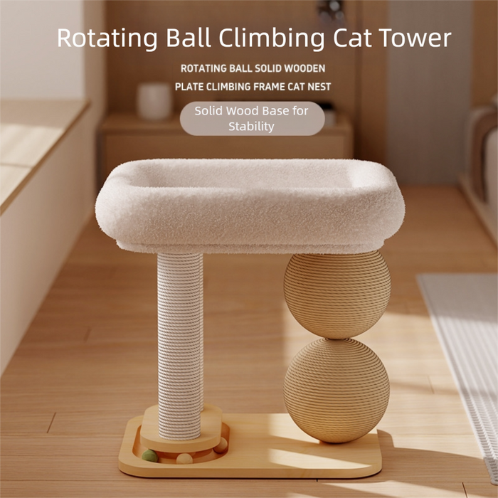 Arbre à chat de 42 cm avec deux balles en sisal