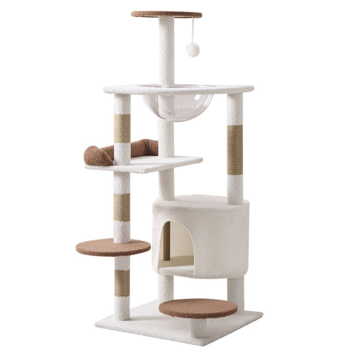 Arbre à chat en peluche à plusieurs niveaux de 120 cm avec griffoir