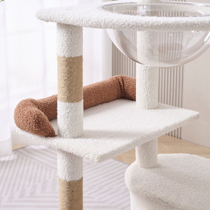 Arbre à chat en peluche à plusieurs niveaux de 120 cm avec griffoir