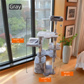 Arbre à chat multi-niveaux en peluche de 145 cm, gris