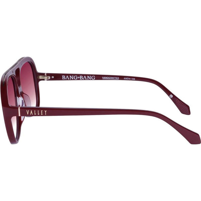 Bang Bang, Burgundy with Gold Metal Trim/Rose Gradient Lenses