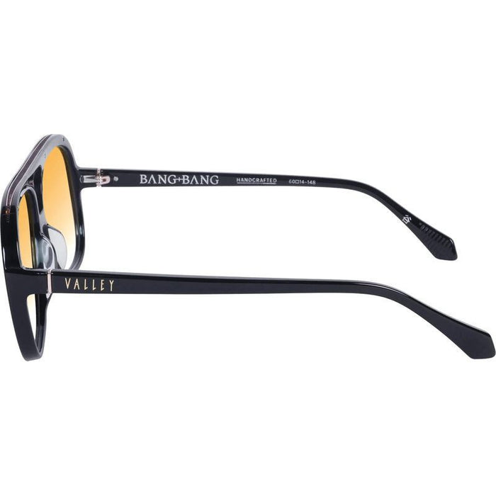 Bang Bang, Gloss Black with Gold Metal Trim/Orange Gradient Lenses