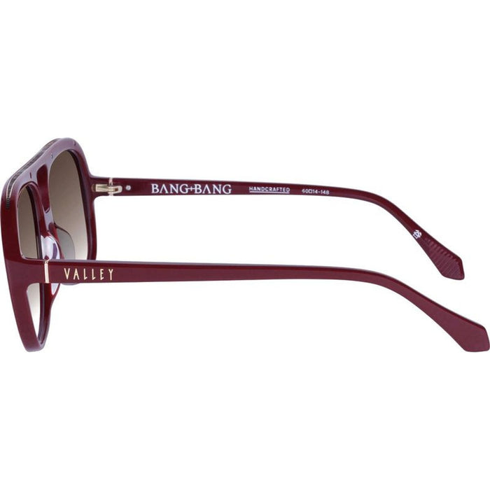 Bang Bang, Burgundy with Gold Metal Trim/Brown Gradient Lenses
