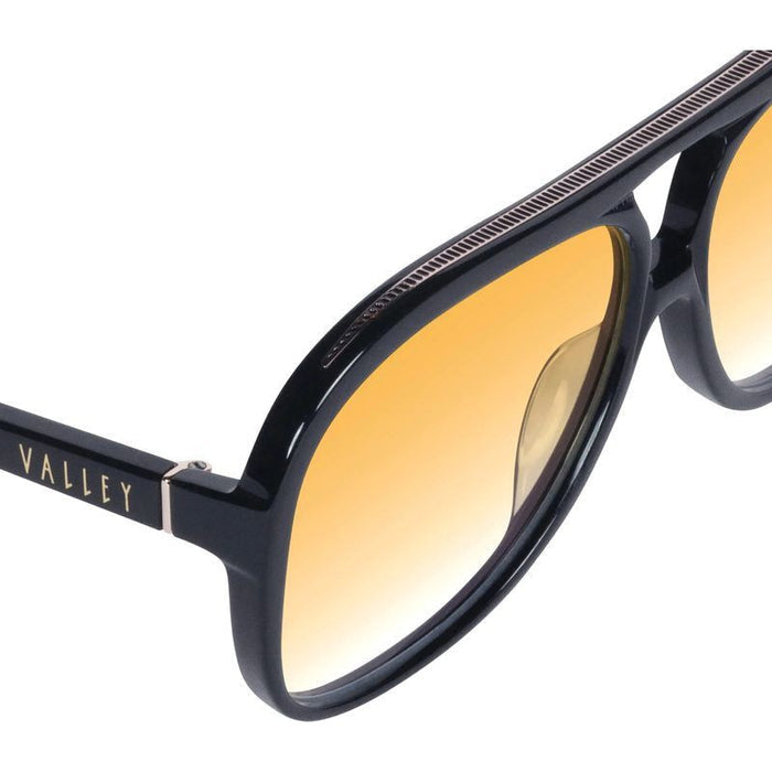 Bang Bang, Gloss Black with Gold Metal Trim/Orange Gradient Lenses