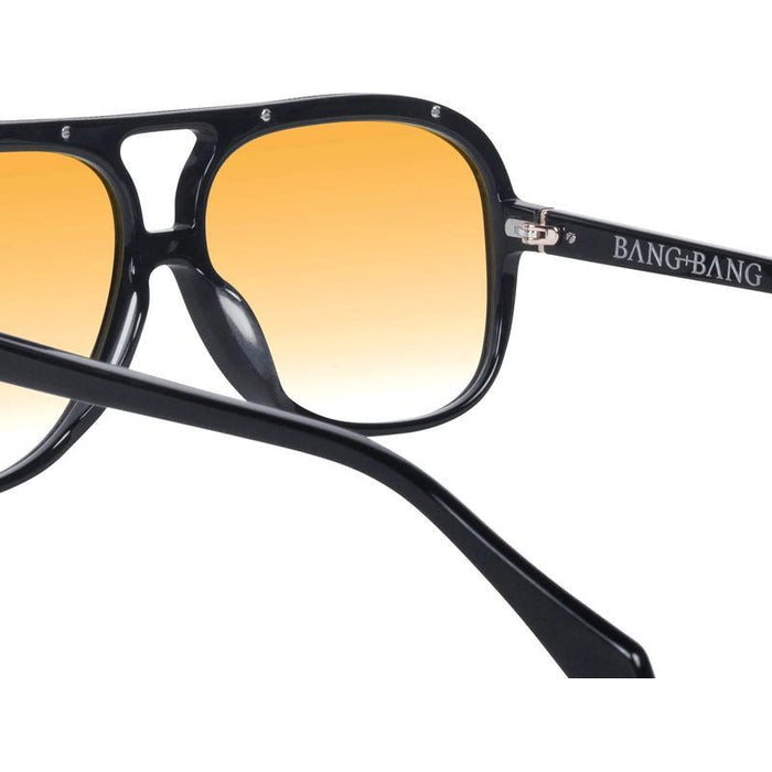 Bang Bang, Gloss Black with Gold Metal Trim/Orange Gradient Lenses