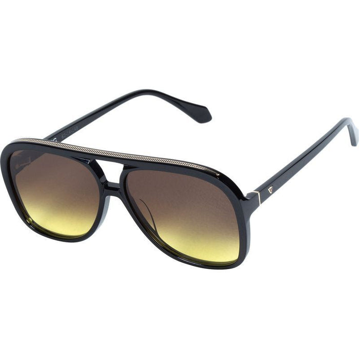 Bang, Gloss Black with Gold Metal Trim/Brown to Yellow Gradient Lenses