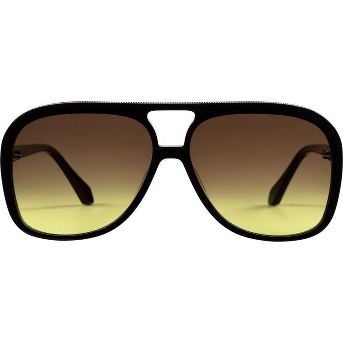 Bang, Gloss Black with Gold Metal Trim/Brown to Yellow Gradient Lenses