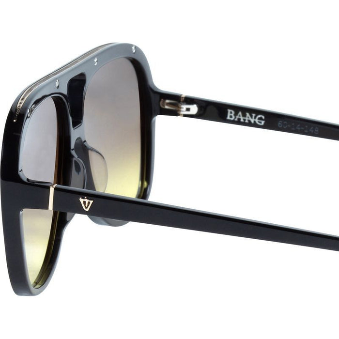 Bang, Gloss Black with Gold Metal Trim/Brown to Yellow Gradient Lenses