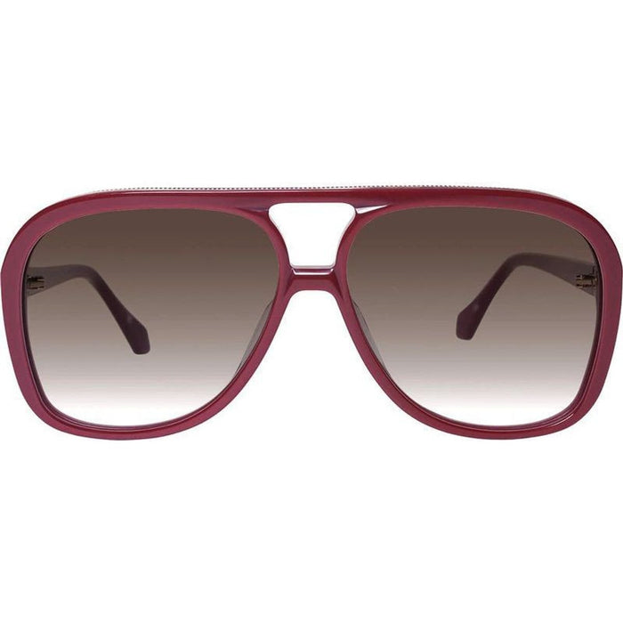 Bang, Burgundy with Gold Metal Trim/Brown Gradient Lenses