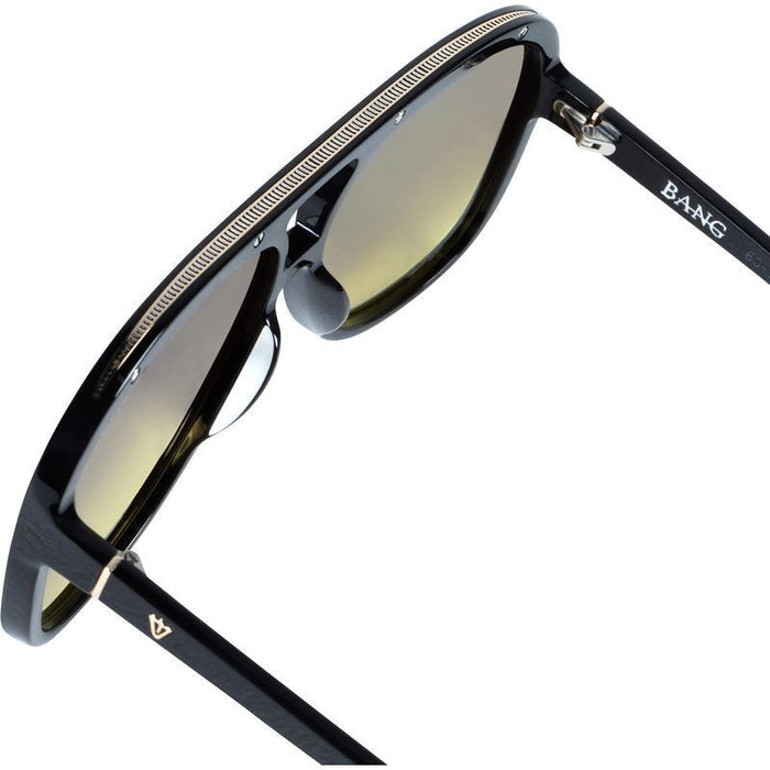 Bang, Gloss Black with Gold Metal Trim/Brown to Yellow Gradient Lenses