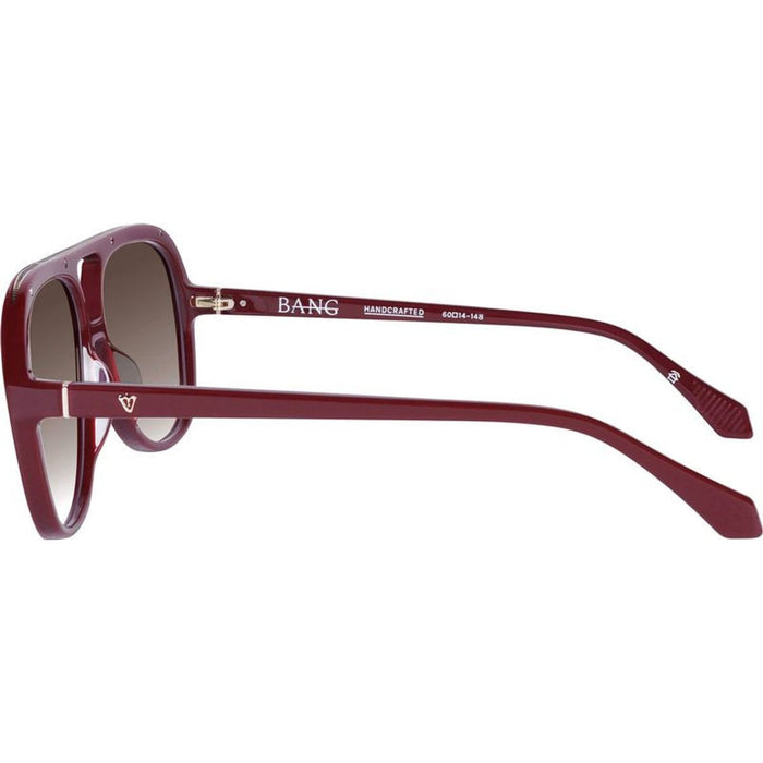 Bang, Burgundy with Gold Metal Trim/Brown Gradient Lenses