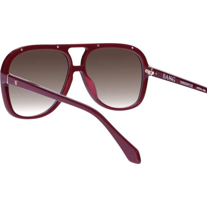 Bang, Burgundy with Gold Metal Trim/Brown Gradient Lenses