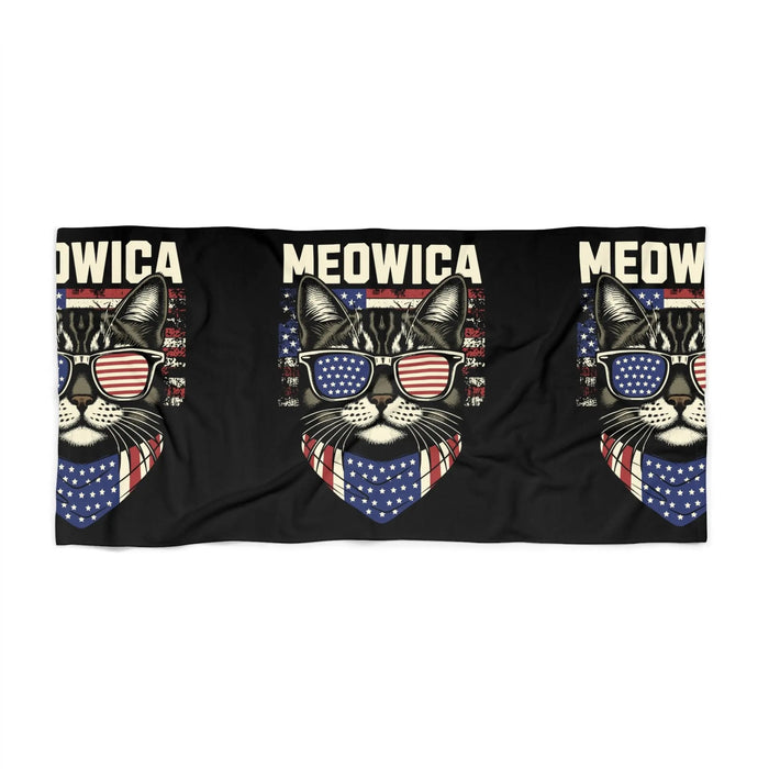 Beach Towel Meowica Cat Graphic - FloofChonk