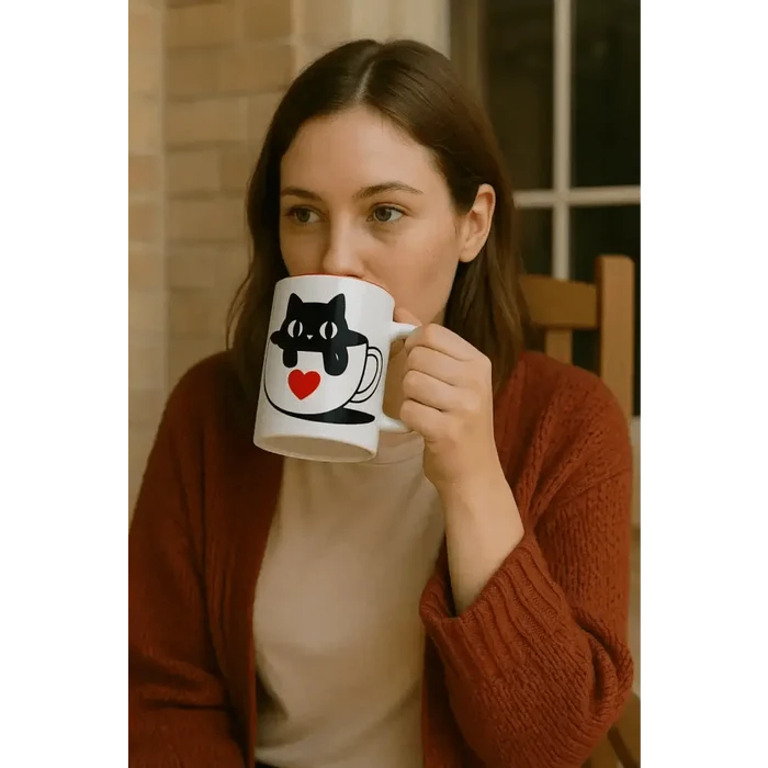 Black Cat Accent Coffee Mug (11, 15oz) - FloofChonk