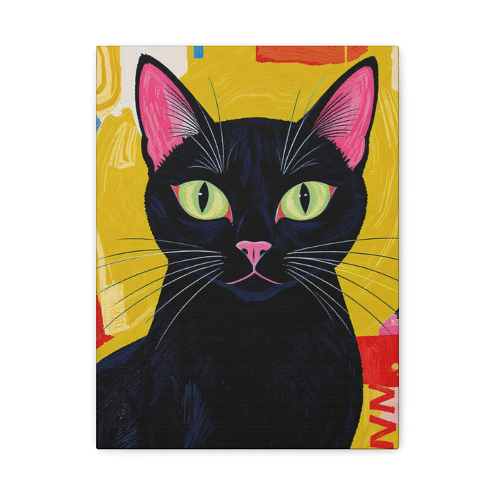 Black Cat Pop Art Matte Canvas Print — Stretched 1.25" - FloofChonk