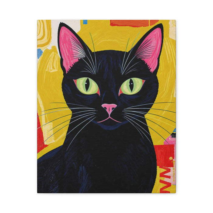 Black Cat Pop Art Matte Canvas Print — Stretched 1.25" - FloofChonk