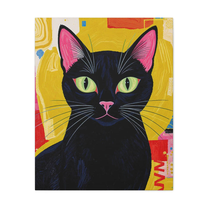 Black Cat Pop Art Matte Canvas Print — Stretched 1.25" - FloofChonk
