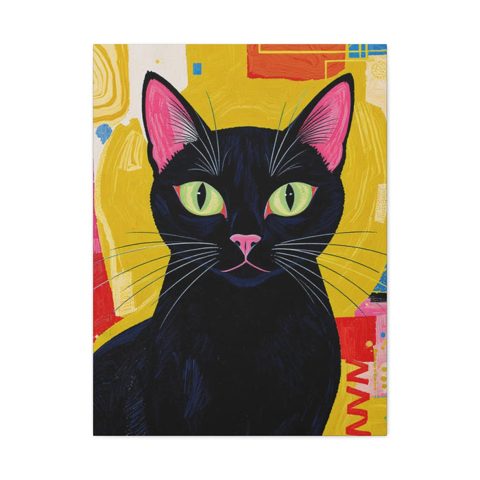 Black Cat Pop Art Matte Canvas Print — Stretched 1.25" - FloofChonk