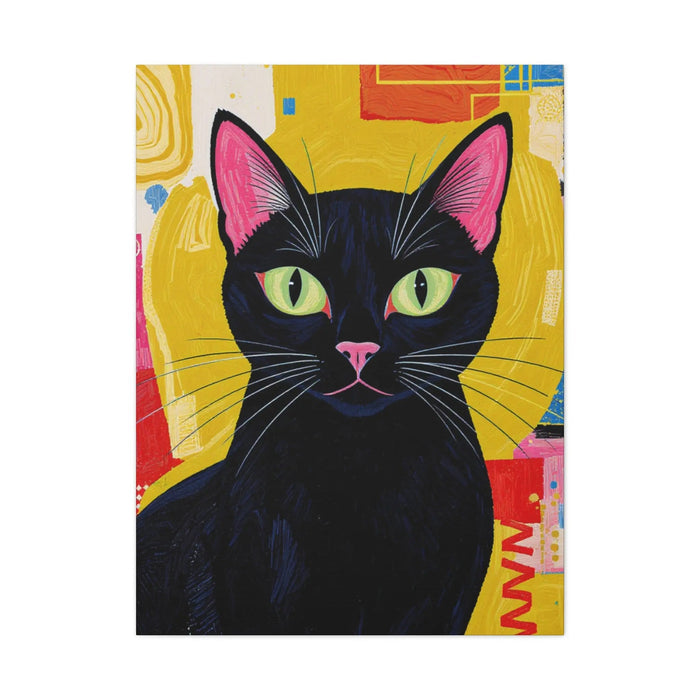 Black Cat Pop Art Matte Canvas Print — Stretched 1.25" - FloofChonk