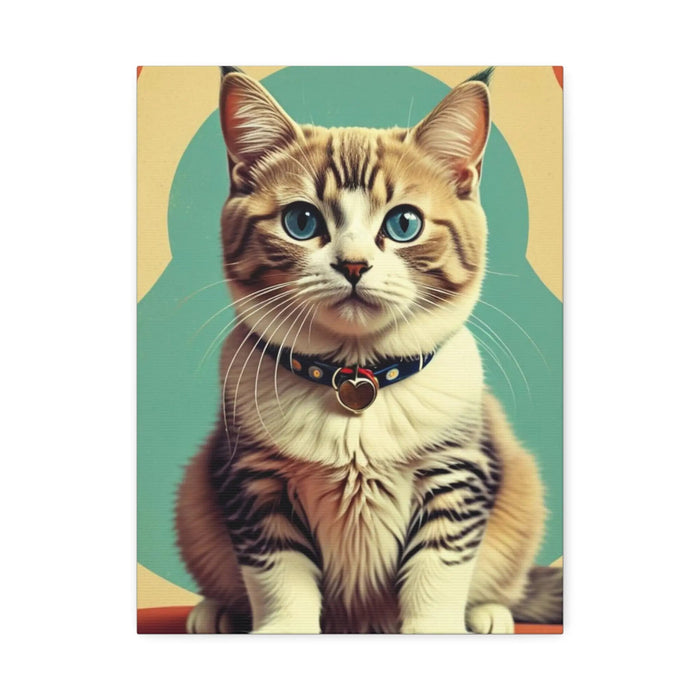 Blue - Eyed Tabby Cat Canvas Art – Stretched 1.5" Wall Décor - FloofChonk