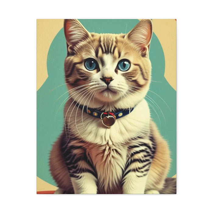 Blue - Eyed Tabby Cat Canvas Art – Stretched 1.5" Wall Décor - FloofChonk