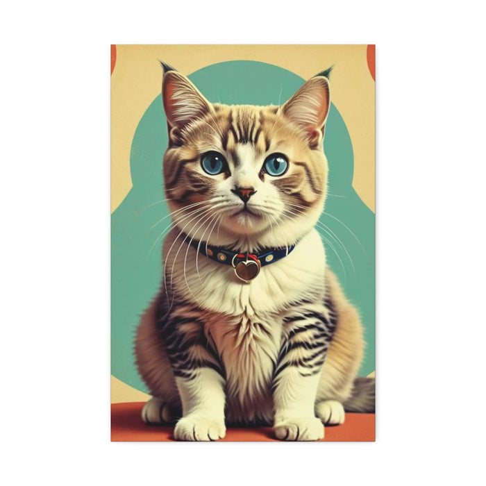Blue - Eyed Tabby Cat Canvas Art – Stretched 1.5" Wall Décor - FloofChonk