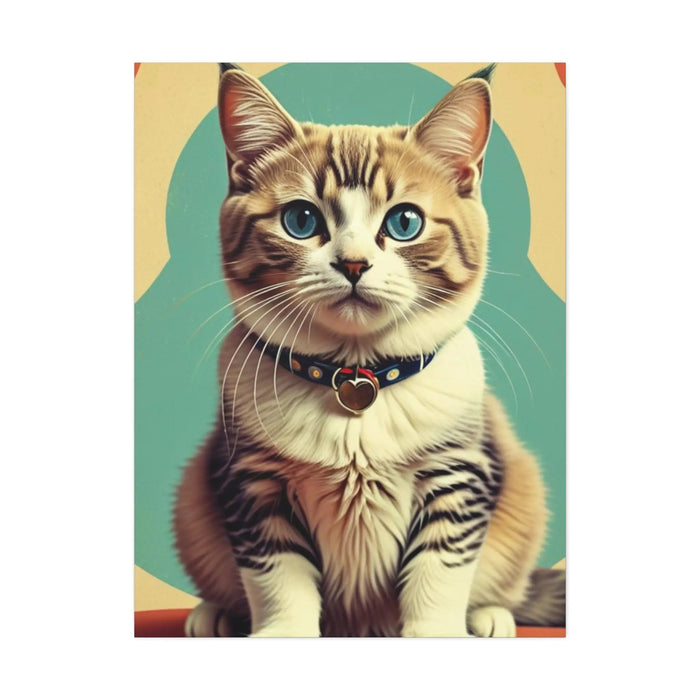 Blue - Eyed Tabby Cat Canvas Art – Stretched 1.5" Wall Décor - FloofChonk