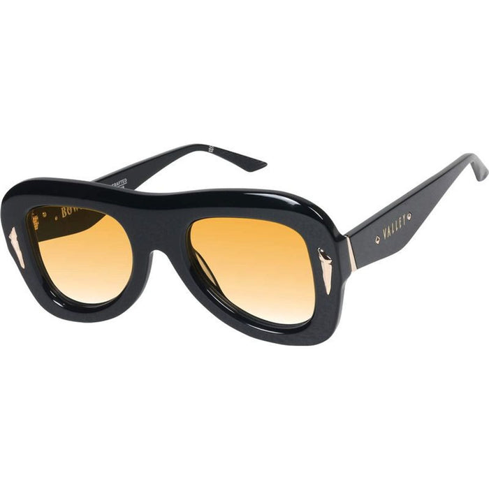 Bowery, Gloss Black with Gold Metal/Orange Gradient Lenses