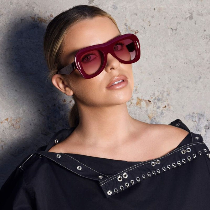 Bowery, Burgundy with Gold Metal/Rose Gradient Lenses