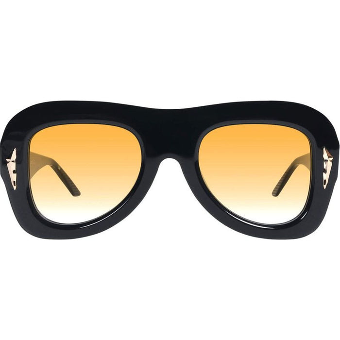 Bowery, Gloss Black with Gold Metal/Orange Gradient Lenses