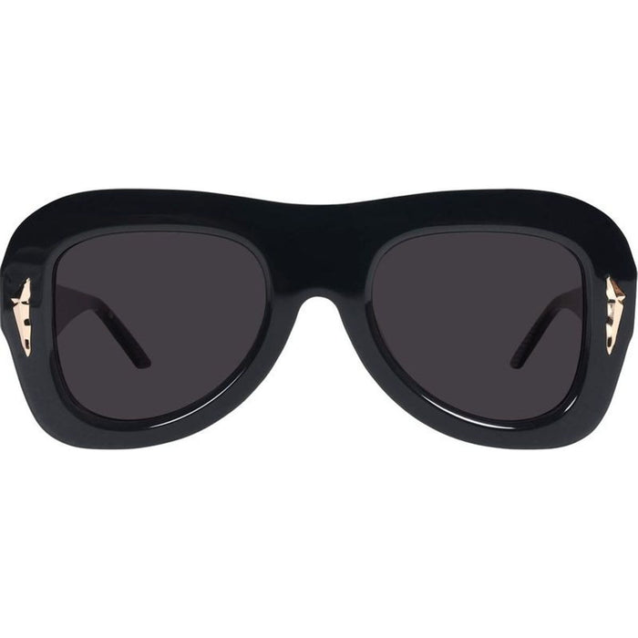 Bowery, Gloss Black with Gold Metal/Black Lenses