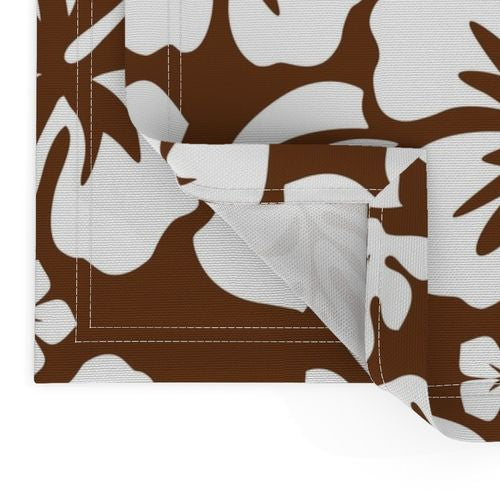White Hawaiian Flowers on Brown Placemats - Extremely Stoked