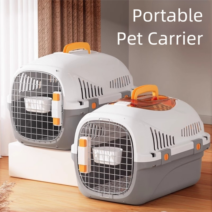 Cage de transport rigide à deux portes et ouverture par le haut pour animaux de compagnie, 49 cm