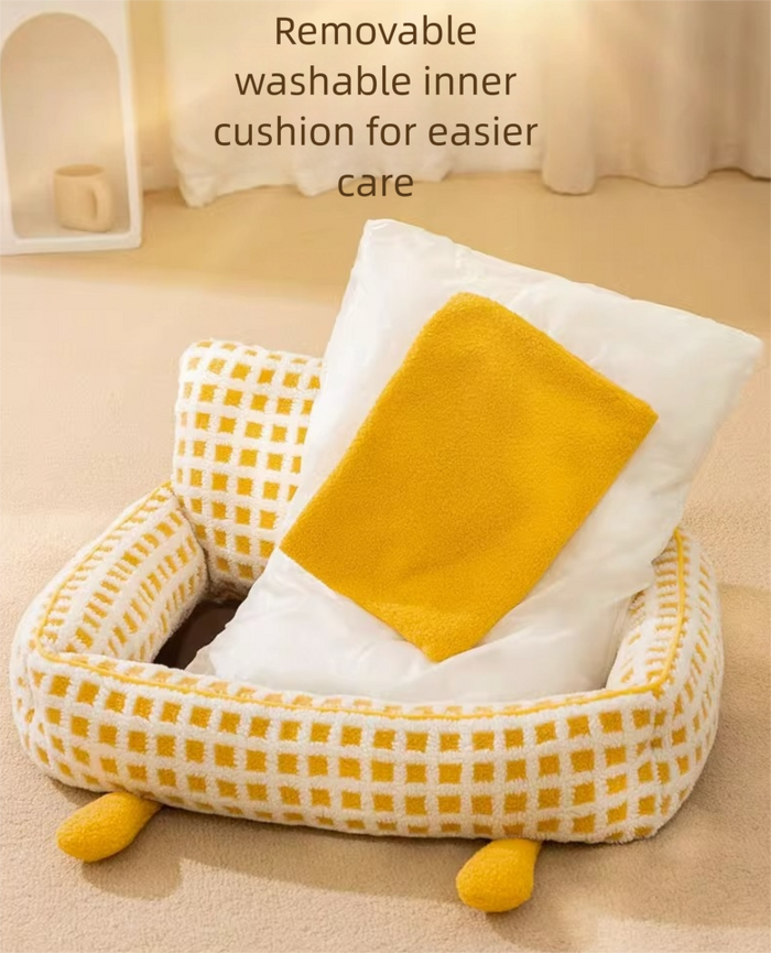 Canapé-lit pour animaux de compagnie de petite et moyenne taille (jusqu'à 7 kg) - Jaune - 50 x 45 cm