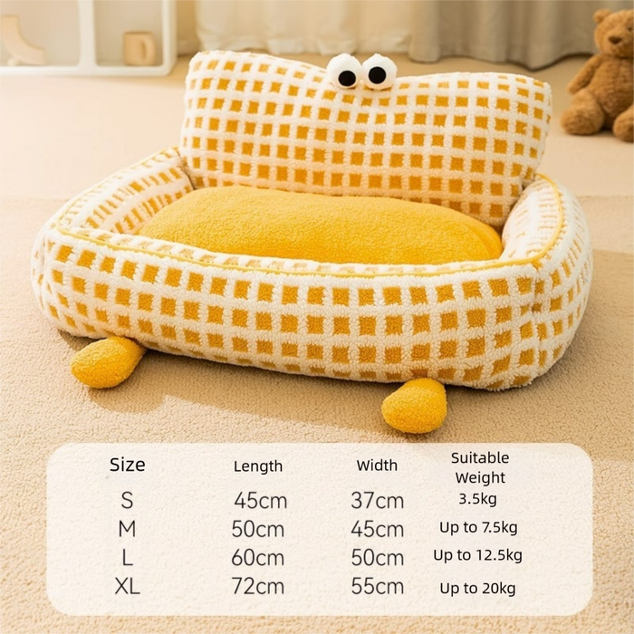 Canapé-lit pour animaux de compagnie de petite et moyenne taille (jusqu'à 7 kg) - Jaune - 50 x 45 cm
