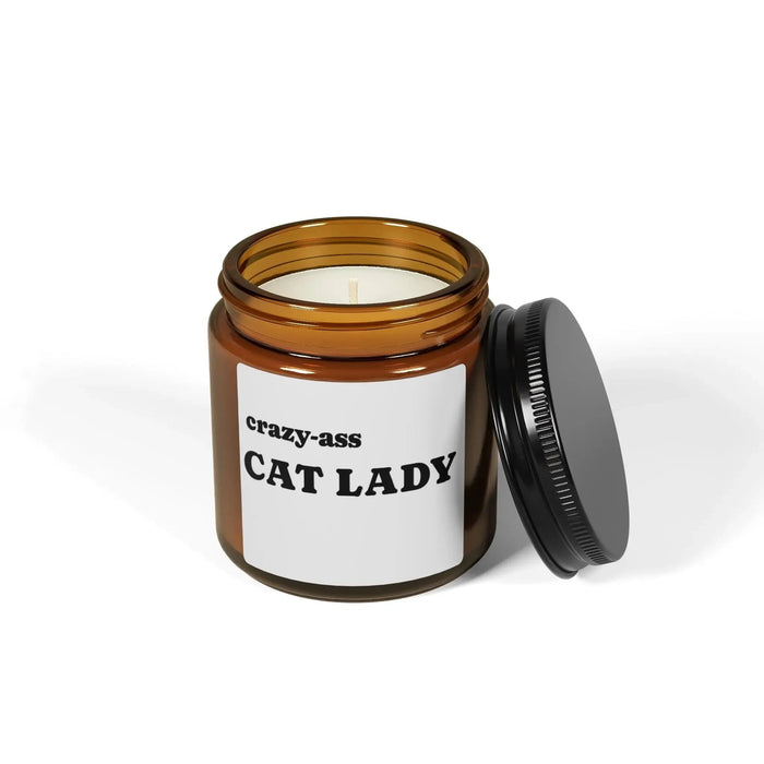 Candle: Crazy Ass Cat Lady Scented Soy Candle (Multi - Size, Amber Jar) - FloofChonk