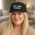 Cat Lady Energy Flat Bill Cap – Embroidered Snapback Hat - FloofChonk