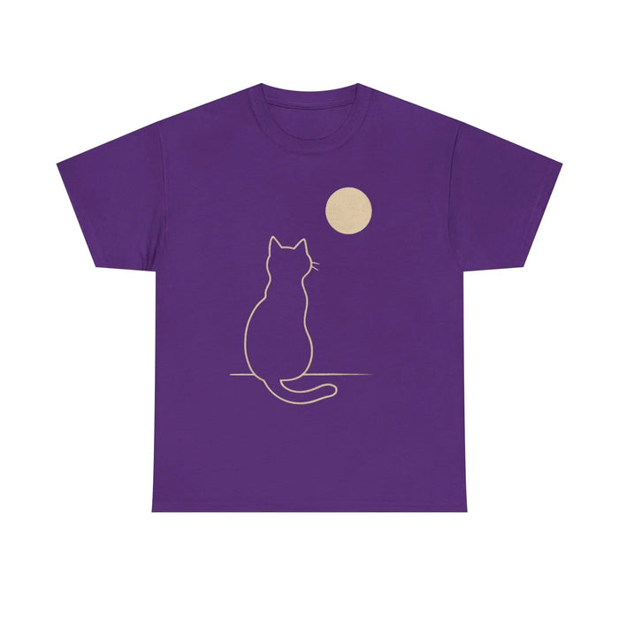 Cat Moon T-Shirt, Cute Animal Lover Gift, Unisex Graphic Tee, Casual Wear, Pet Owners Shirt, Cozy Night Outfits - FloofChonk