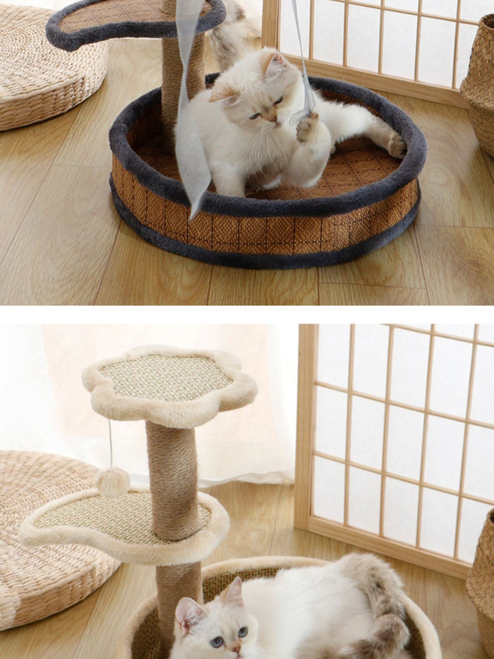Cat Scratching Post with Cat Bed and Toy - FloofChonk