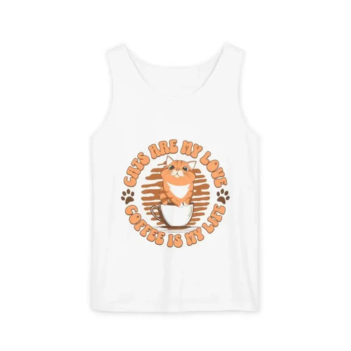 Cat Tank Top - Summer Vibes Unisex Garment - Dyed Tank Top - FloofChonk