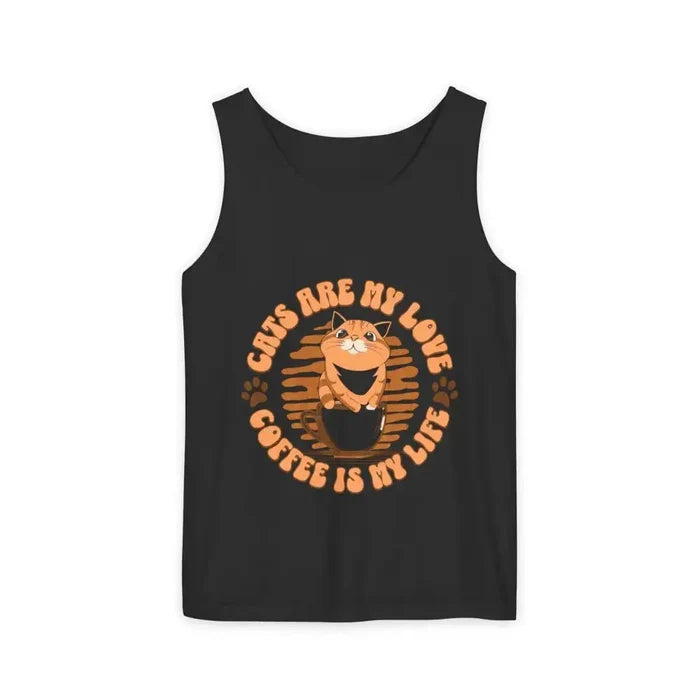Cat Tank Top - Summer Vibes Unisex Garment - Dyed Tank Top - FloofChonk