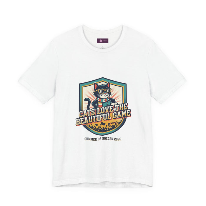 Cats Love the Beautiful Game Tee | Retro Soccer, Country Pride - FloofChonk