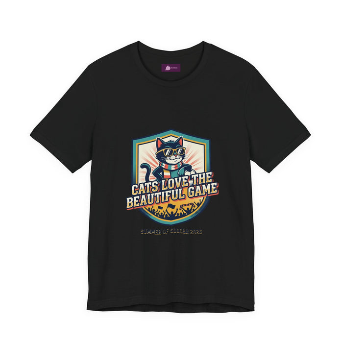 Cats Love the Beautiful Game Tee | Retro Soccer, Country Pride - FloofChonk