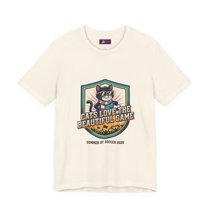 Cats Love the Beautiful Game Tee | Retro Soccer, Country Pride - FloofChonk